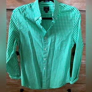 J. Crew Men's Vibrant Green Checkered Shirt.